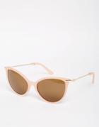 Asos Cat Eye Sunglasses With Metal Arms And Smoke Lens - Pink