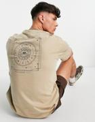 Only & Sons Oversized T-shirt With Mystic Back Print In Beige-neutral