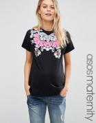 Asos Maternity T-shirt With Metallic Floral Placement Print - Multi