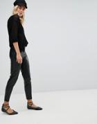 Mango Leather Look Pants - Black