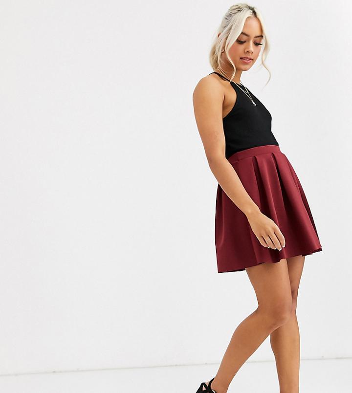Asos Design Petite Mixed Pleat Scuba Mini Skirt