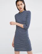 Just Female Stripe Bodycon Dress - Blue