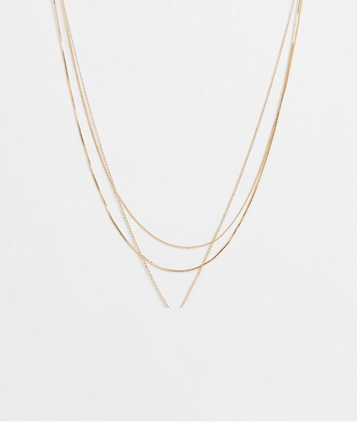 Asos Design Pack Of 3 Necklaces With Cross Pendant In Gold Tone