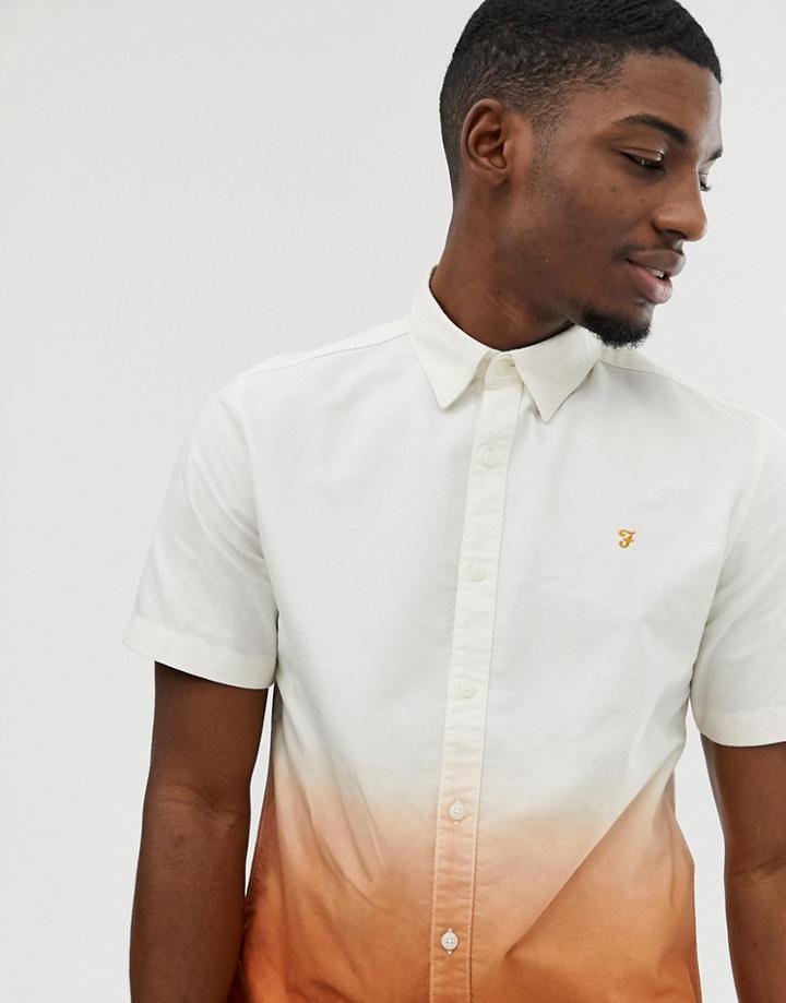 Farah Matthias Ombre Short Sleeve Shirt In Orange - Orange