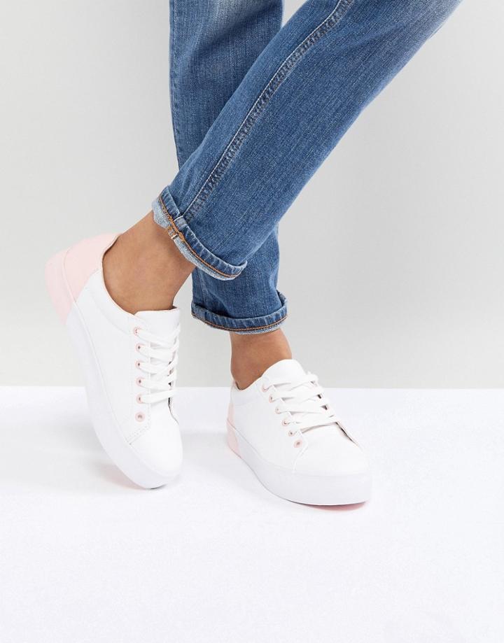Bershka Color Block Sneaker - White