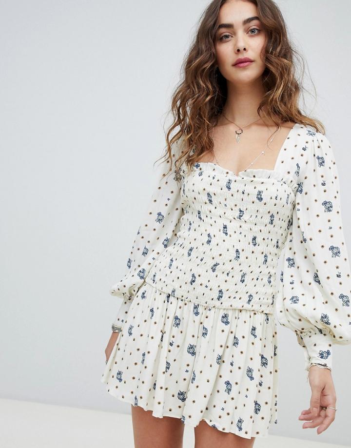 Free People Two Faces Ruched Waist Mini Dress