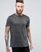 Asos Knitted Premium T-shirt In Silver And Black Metallic Look - Silve