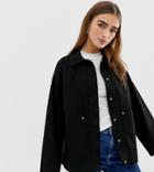 Asos Design Petite Washed Cotton Jacket - Black