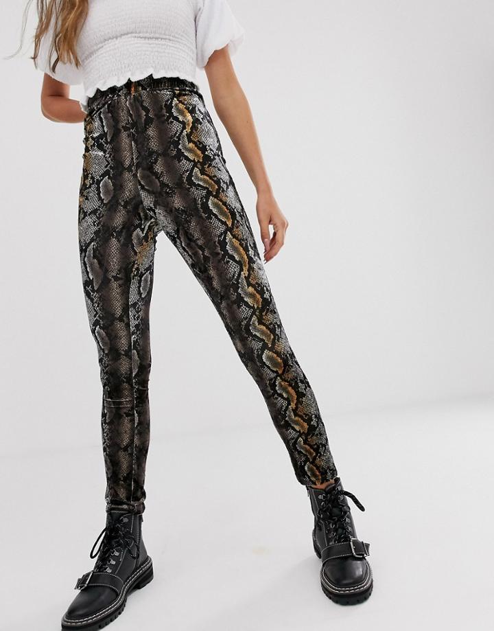 Sacred Hawk Velvet Legging Pants In Snake-multi