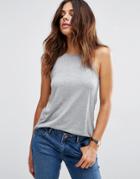 Asos High Neck Swing Cami In Lightweight Jersey - Gray