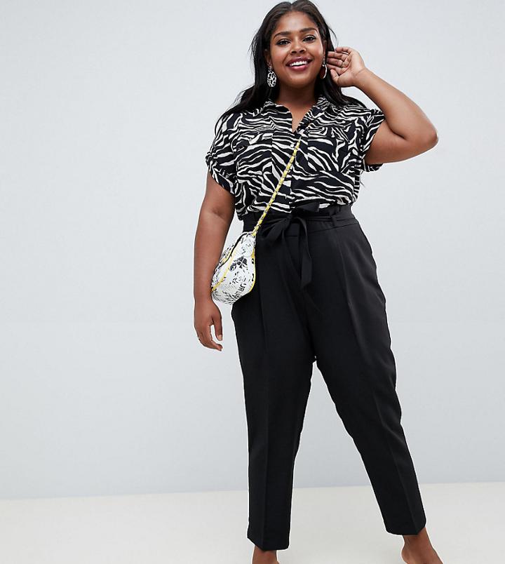New Look Curve Paperbag Pants - Black
