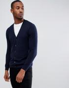 Asos Design Cotton Cardigan In Navy