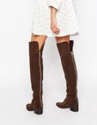 Asos King Fisher Suede Over The Knee Boots - Brown