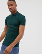 Asos Design Muscle Fit Jersey Polo In Rib In Green - Green
