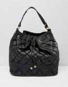 Liquorish Quilted Bucket Bag - Black