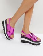 Qupid Layered Flatform Sandal - Pink