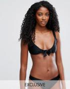 South Beach Mix And Match Tie Front Bikini Top - Black