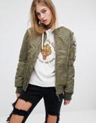 Schott Aireforce 1 Bomber Jacket With Woven Badge On Arm - Green