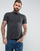 Farah Merriweather Slim Fit Pique Polo Shirt In Dark Gray - Gray