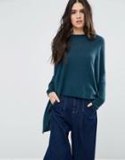 Subtle Luxury Loose And Easy Crew Neck Sweater In Peacock - Blue
