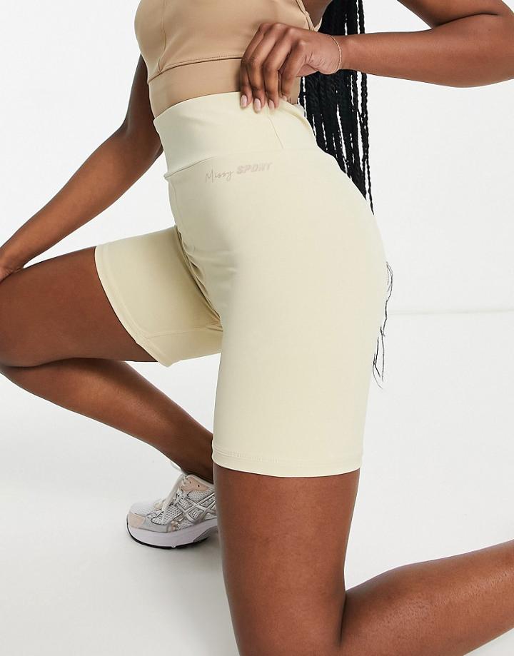 Missy Empire Sport Ruched Booty Gym Shorts In Cream-white