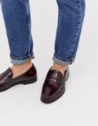 Ben Sherman Leather Penny Loafer In Bordo - Red