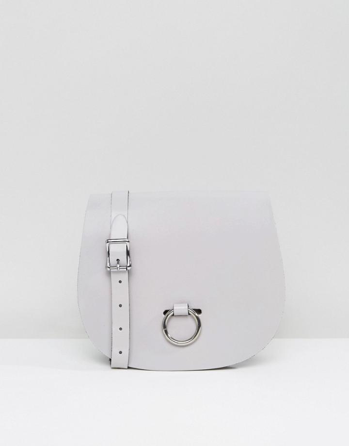 Leather Satchel Company Bull Ring Saddle Bag In Oily Slate - Gray