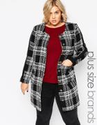 Carmakoma Plus Size Tibet Coat In Mono Check - Black