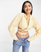& Other Stories Cropped Tie Waist Detail Shirt In Yellow