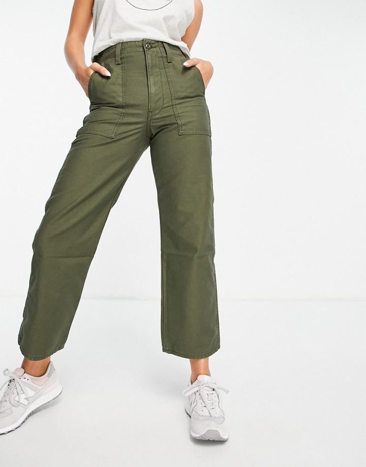 Levi's Ribcage Utility Pants In Khaki-green
