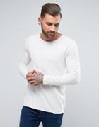 Nudie Jeans Co Otto Raw Hem Long Sleeve Top - Cream