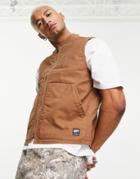 Pull & Bear Zip Through Vest In Tan-brown