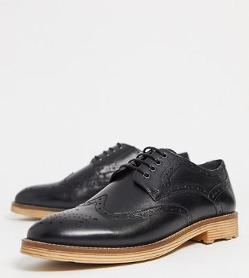 Silver Street Wide Fit Curtis Lace Up Brogue In Black Leather