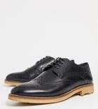 Silver Street Wide Fit Curtis Lace Up Brogue In Black Leather