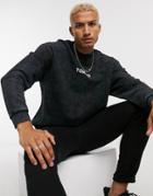 Asos Design Oversized Sweatshirt In Washed Black With Tokyo Chest Print