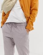 Asos Design Slim Pants In Gray Lilac Cord