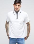 Original Penguin Earl Pique Polo Slim Fit Tipped Logo In White - White