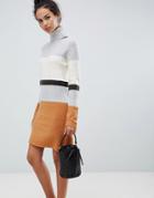 Qed London Ribbed Sweater Dress In Stripe - Multi