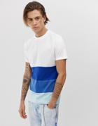 Asos Design Organic Standard T-shirt With Color Block In Blue - White