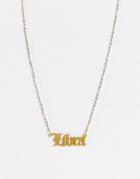 Designb London Libra Star Sign Stainless Steel Necklace In Gold