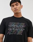 Asos Design Relaxed T-shirt With Pastel Revival Embroidery - Black