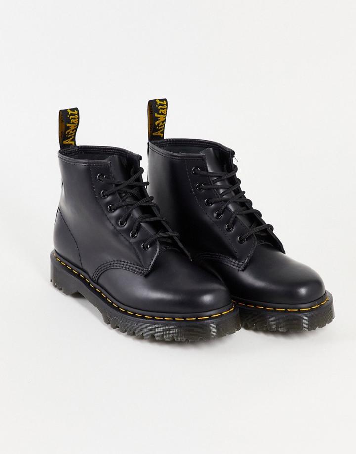 Dr Martens 101 Bex 6 Eye Boots In Black Smooth