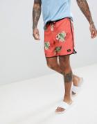 Dc Shoes Swim Boardshort With Floral Print In Pink - Pink
