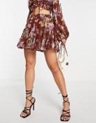 Asos Design Jacquard Chiffon Mini Skirt In Floral Print - Part Of A Set-multi