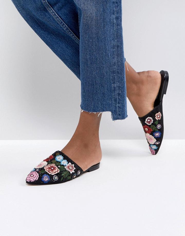 Asos Moonflower Embellished Mules - Black