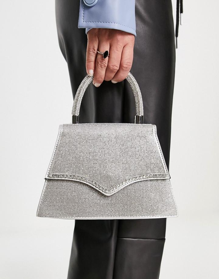 True Decadence Rhinestone Drench Mini Grab Bag In Silver