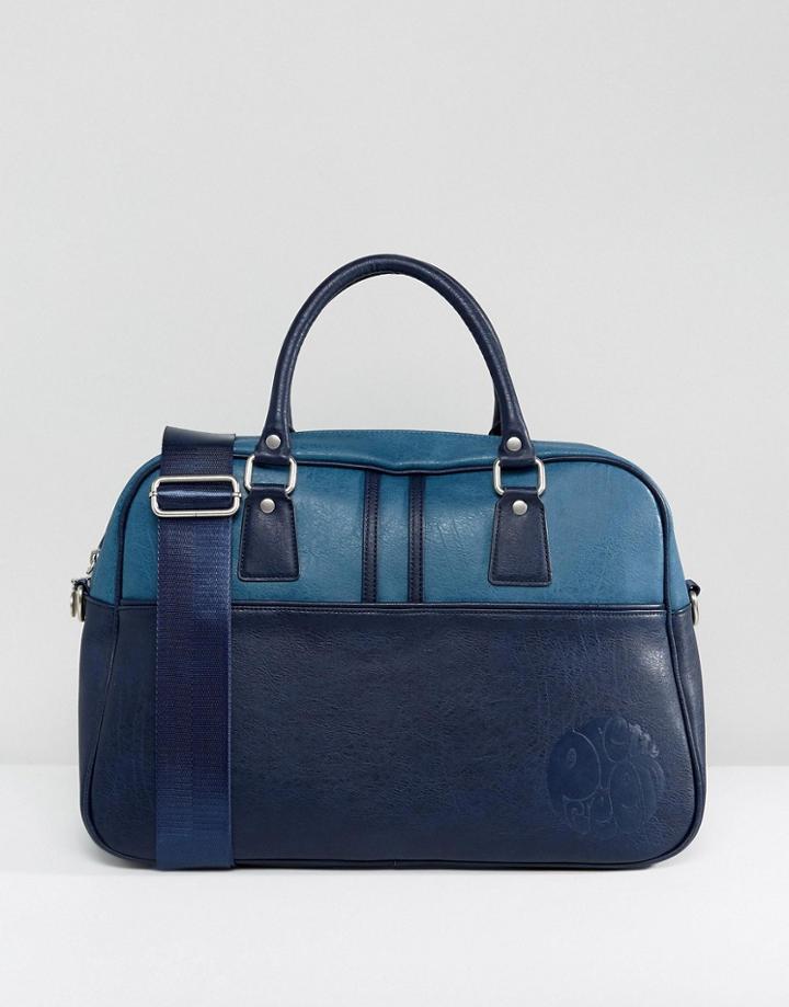 Pretty Green Faux Leather Logo Gym Bag - Navy