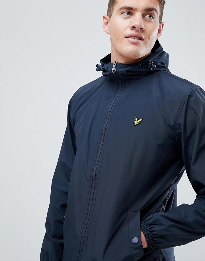 Lyle & Scott Zip Thru Showerproof Raincoat In Navy - Navy