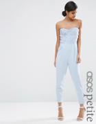 Asos Petite Lace Bandeau Peg Leg Jumpsuit - Lilac