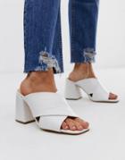 Office Mansion White Croc Chunky Block Heel Sandals - White